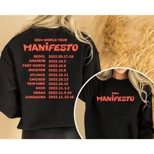 Enhypen World Tour Sweatshirt, Enhypen Manifesto 2 Sided Sweatshirt